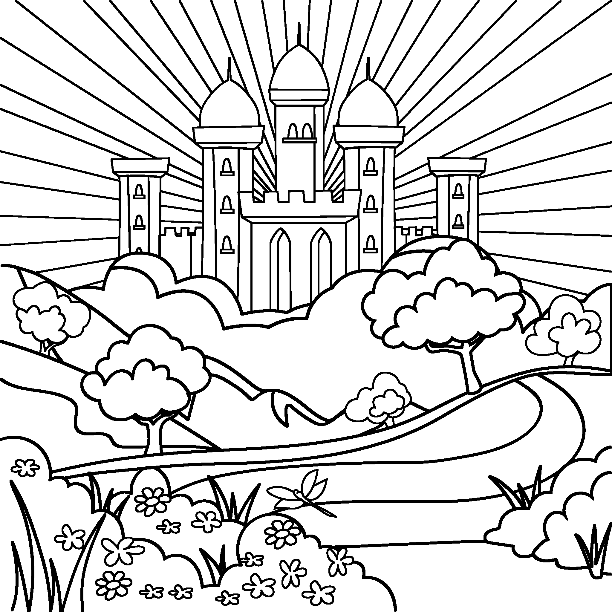 A beautiful, colorful castle rests high in the clouds, picturing the amazing wonders of heaven—far more glorious than we can imagine—a place of lasting peace and deep joy for everyone who believes in Jesus.