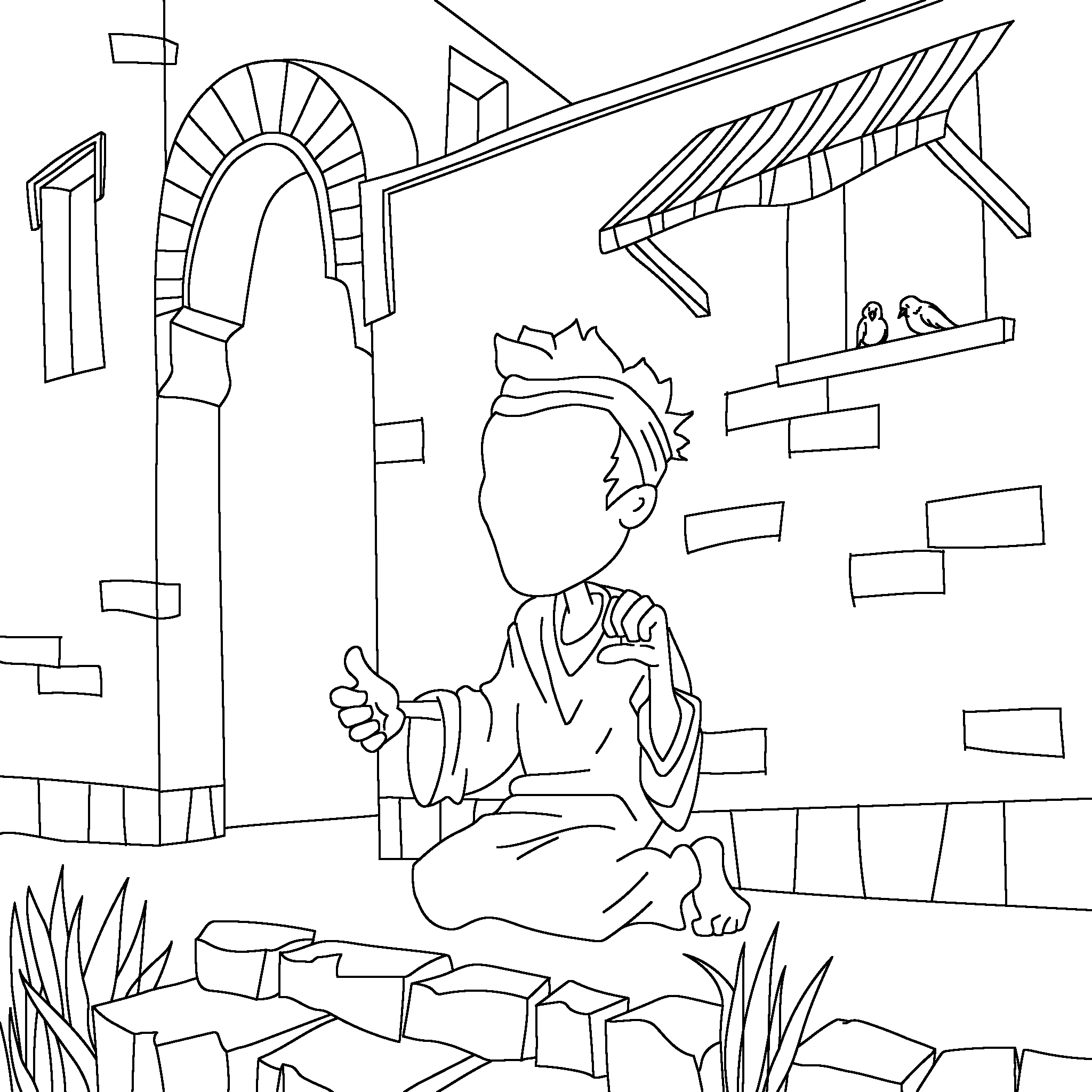 Jesus heilt einen blinden Mann.