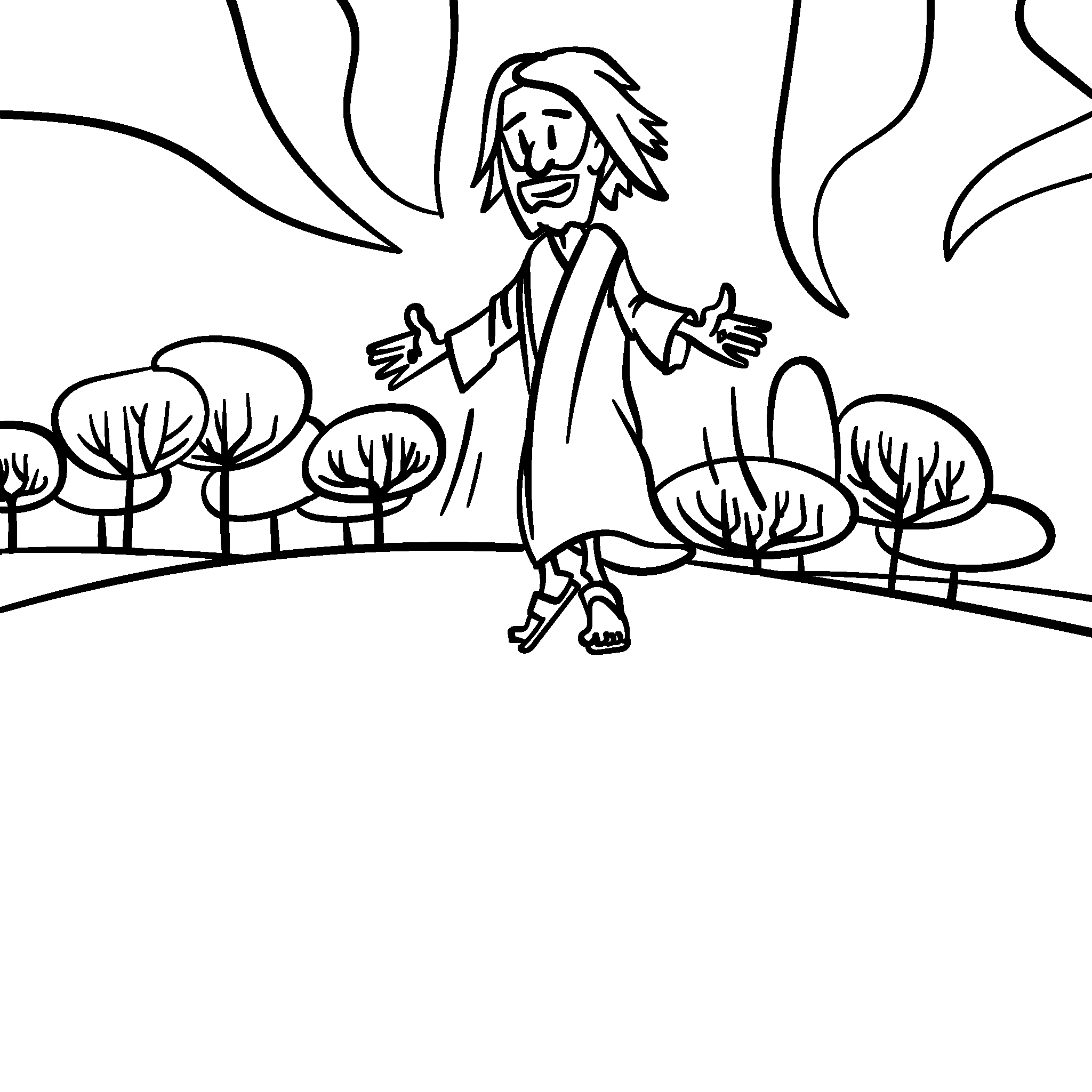 Jesus auf einem Berg mit seinen Jüngern.